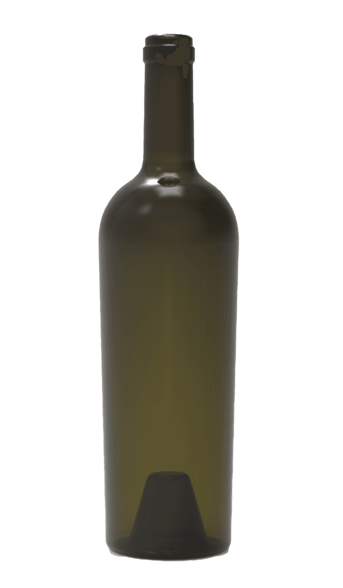 A heavy-base Burgundy wine bottle made by Cape Glass