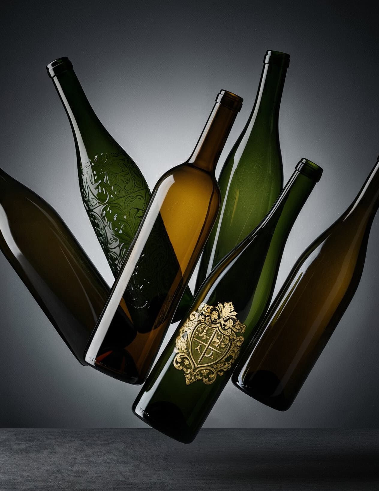Premium wine bottles showcasing Cape Glass Australia's elegant glass collection against a sophisticated backdrop